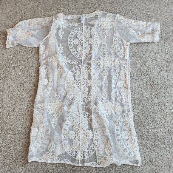 NWT Lace Kimono Coverup Robe Boho - Picture 5 of 5